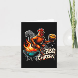 Cartão Frango Grelhado Bbq Jogando Basquete Flamejante