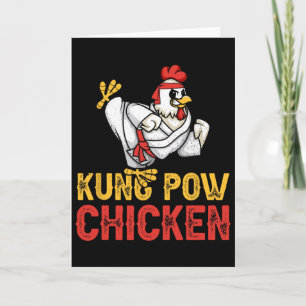 Cartão Frango Kung Pow Galinha Engraçada de Karatê Ninja