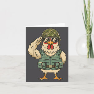 Cartão Frango Militar Saudando Soldado Galo Militar Exérc