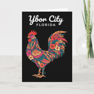 Cartão Frango Ybor City Tropical Rooster, Floral Flórida