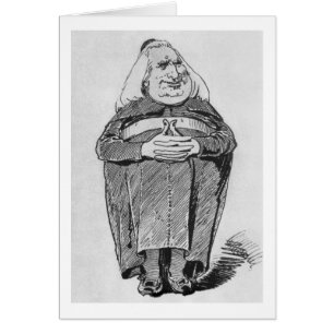 Cartão Franz Liszt (1811-86) como o abade, caricatura 'de