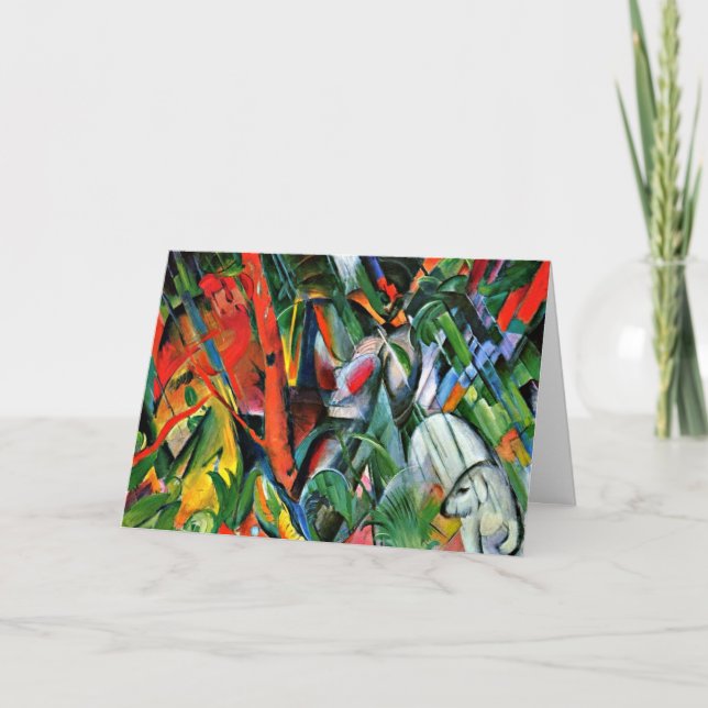 Cartão Franz Marc art: Na Chuva, famosa pintura, (Frente)