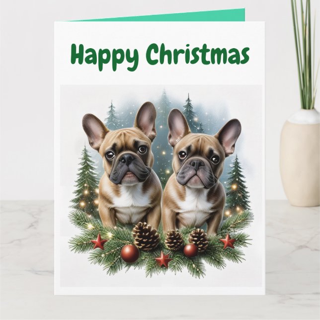 Cartão Französische Bulldogge  Weihnachtskranz Bulldog (Frente)