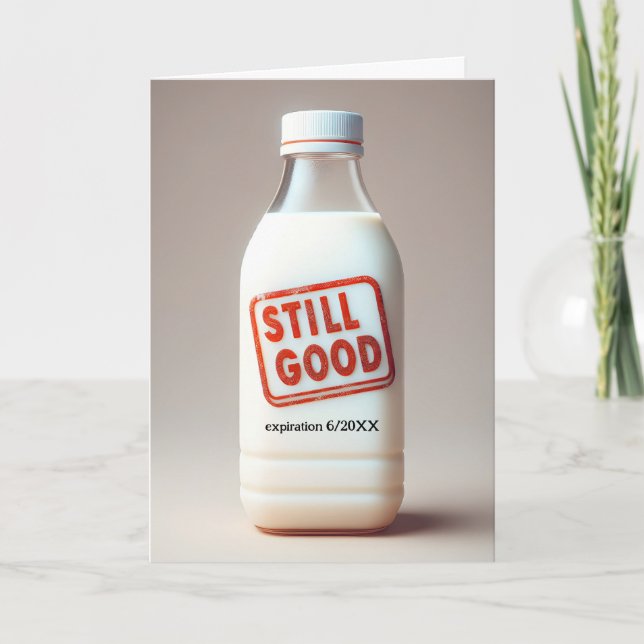 Cartão Frasco De Leite De Aniversário Com Data De Expiraç (Frente)