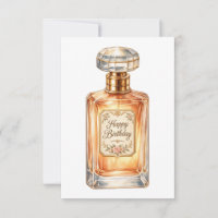 Frasco de Perfume Feliz Aniversário Dourado Vintag