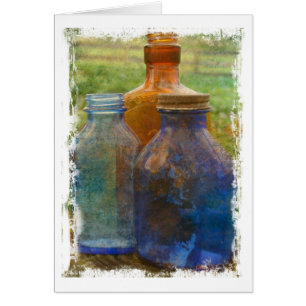 Cartão Frascos De Vintagem Com Borda De Grunge Branca