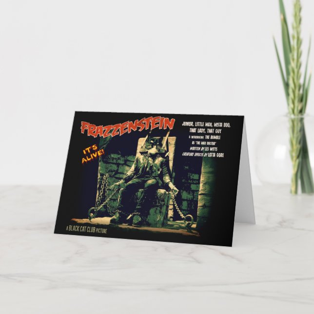 Cartão Frazzenstein Monster Cat Greeting Card (Frente)