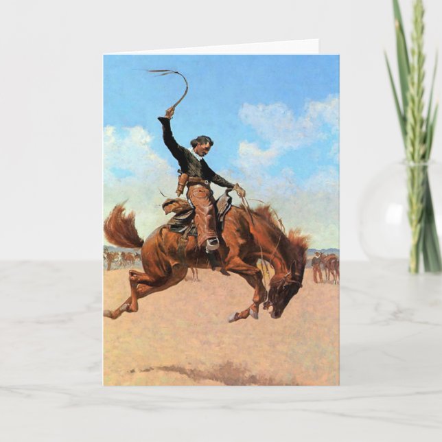 Cartão Frederic Remington Western Art "Bronco Buster" (Frente)