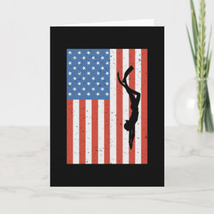 Cartão Freediving American Flag Ocean Apnoe Freediver