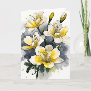 Cartão Freesia - Flores aquarela