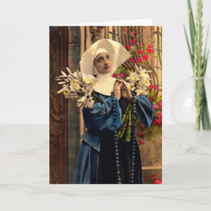 Cartão freira azul cerca de 1910