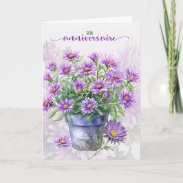Cartão French Birthday Bon Anniversaire Purple Asters