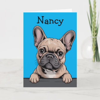 Cartão French Bulldog Cute Custom Frenchie Greeting