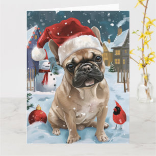 Cartão French Bulldog Inverno Mágico Natal Alegria
