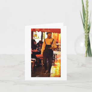 Cartão French Waiter in Paris France Art Print Notecard