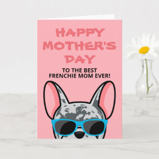 Cartão Frenchie Dia das Mães Blue Merle Bulldog Francês