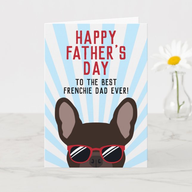 Cartão Frenchie Dia dos Pais French Bulldog Marrom (Planta pequena)