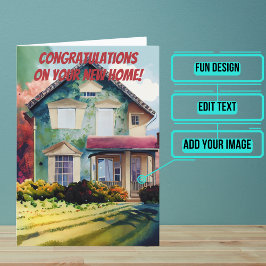 Cartão Frente de Aquarela de Novos Parabéns Domésticos