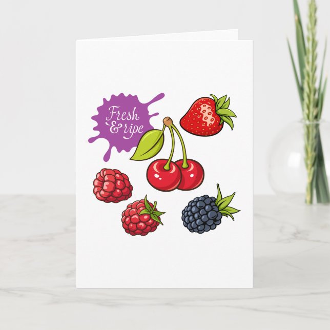 Cartão Fresh Red Berries and Cherries (Frente)