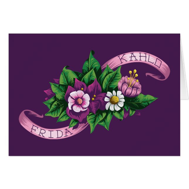 Cartão Frida Kahlo | Buquê Floral Roxo (Frente horizontal)
