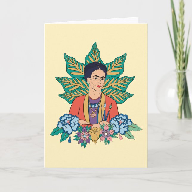 Cartão Frida Kahlo Colorful Floral Graphic (Frente)