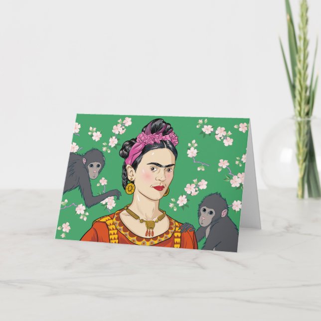 Cartão Frida Kahlo Monkey Graphic (Frente)