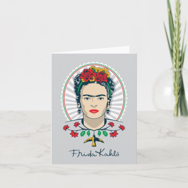 Cartão Frida Kahlo| Vintage Floral (Frente)