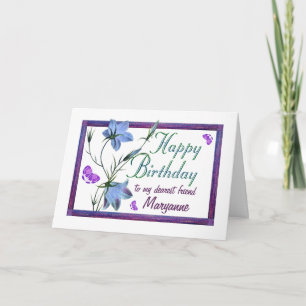 Cartão Friend Birthday Bluebells and Butterflies Card