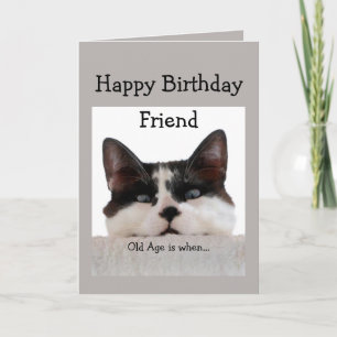 Cartão Friend Birthday Old Age Over the Hill, Cat Humor