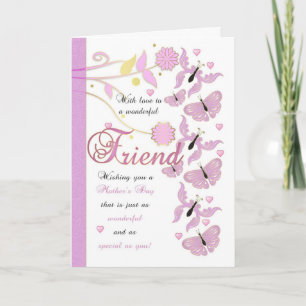Cartão Friend Mother's Day Card With Flowers And Butterfl