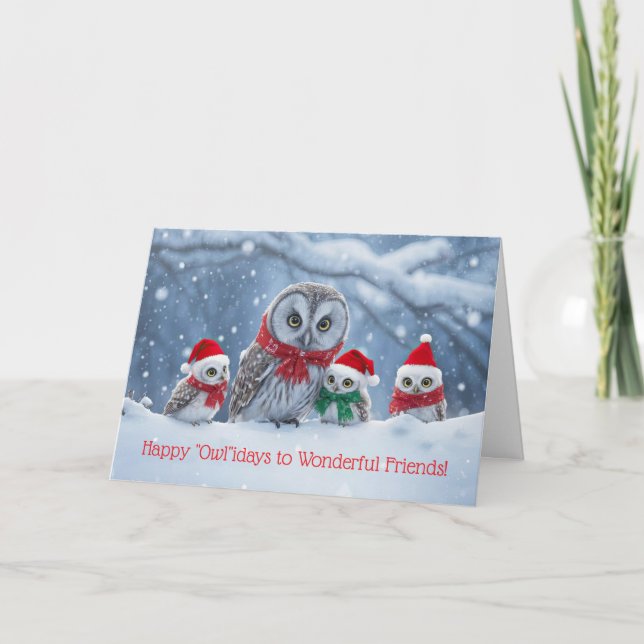 Cartão Friend or Friends Christmas Holiday Cute Owl (Frente)