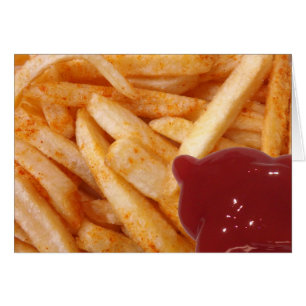 Cartão Fries franceses e Ketchup