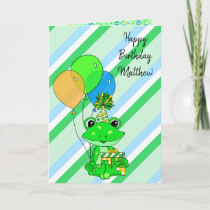 Cartão Frog Themed Happy Birthday Boy's Personalized