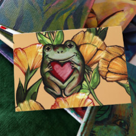 Cartão Froggy Lover Flower Patters Sapos adoram coração