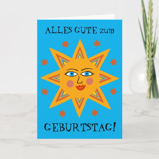 Cartão fröhliche Sonne GLÜCKLICH Alles Gute Geburtstag (Frente)