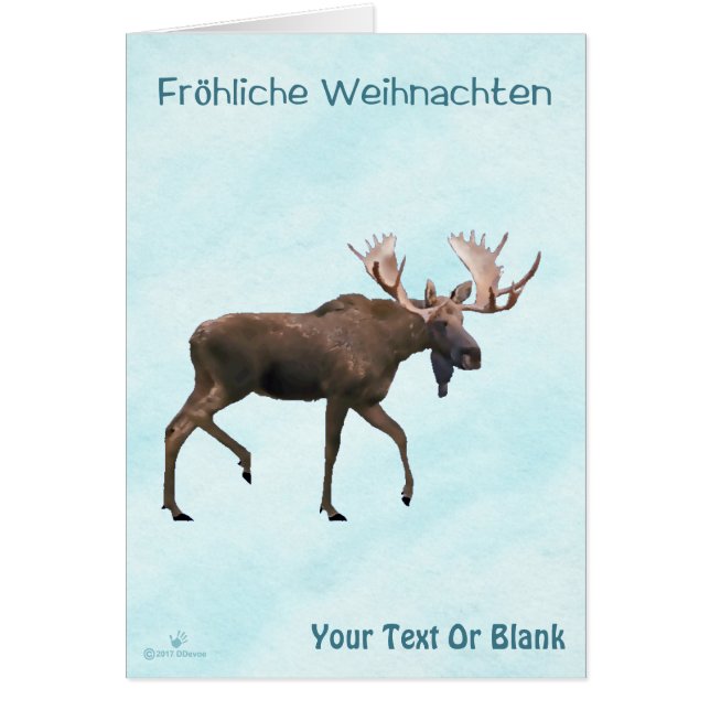 Cartão Fröhliche Weihnachten - Bull Moose On Snow (Frente)