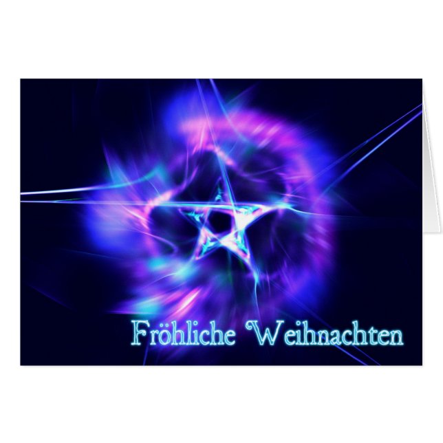 Cartão Fröhliche Weihnachten - Estrela Brilhante (Frente Horizontal)
