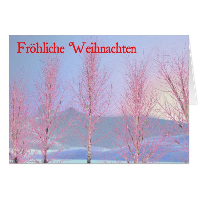 Cartão Frohliche Weihnachten - Framboesa Creme Birch (Frente Horizontal)