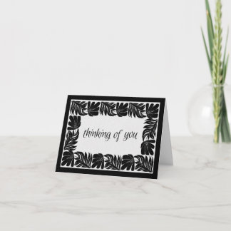 Cartão Fronteira Floral Pensando em Você, Preto e Branco