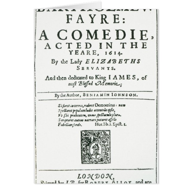 Cartão Frontispiece 'a Bartholomew Fair (Frente)