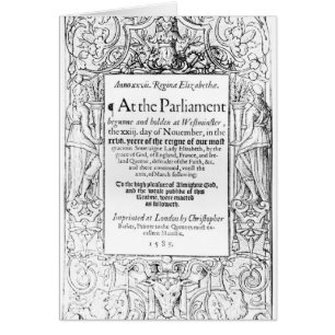Cartão Frontispiece a uma conta do parlamento