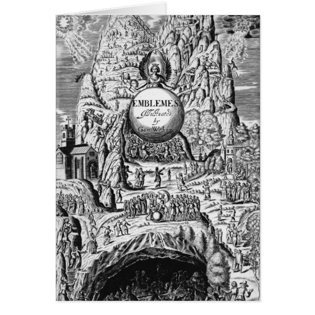 Cartão Frontispiece aos "emblemas" de George Wither, 1635 (Frente)