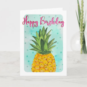 Cartão Fruta de abacaxi amarela tropical de aniversário