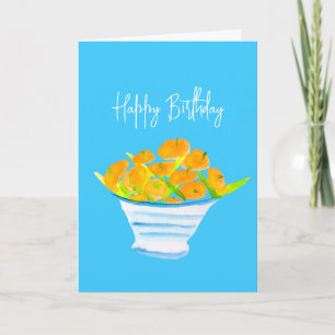 Cartão Fruta de aquarela de kumquats laranja