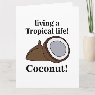 Cartão Fruta de Coco Tropical Verão Aniversário