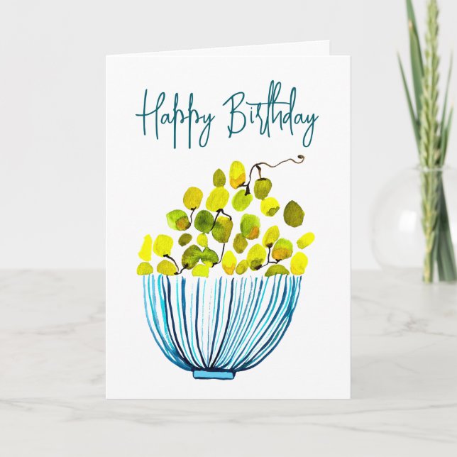 Cartão Fruta de cor d'água das uvas (Frente)