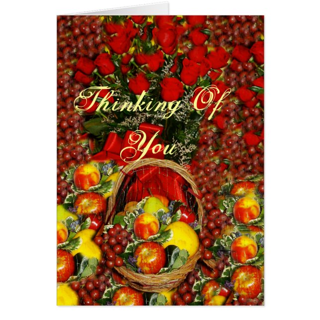 Cartão Fruta e Rosa vermelha_ (Frente)