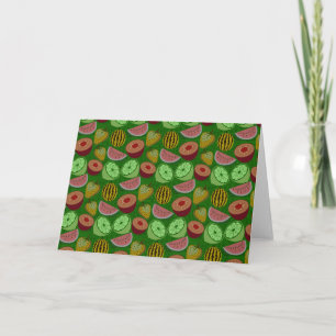 Cartão Fruta tropical sem costura e fundo verde