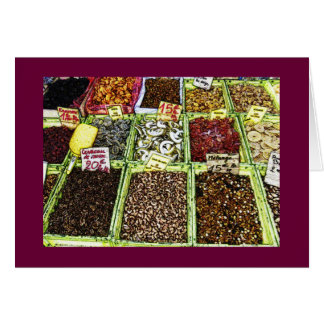 Cartão Frutas e loucos secados no mercado