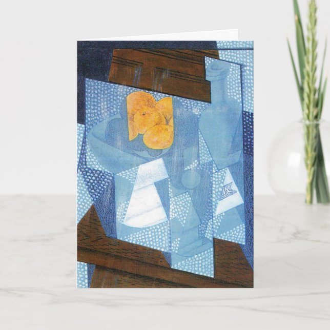 Cartão Fruteira por Juan Gris, Natureza-morta Cubismo Vin (Frente)
